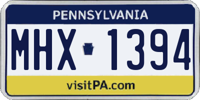 PA license plate MHX1394