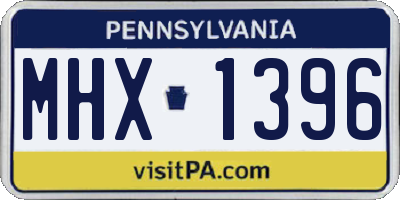 PA license plate MHX1396