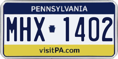 PA license plate MHX1402