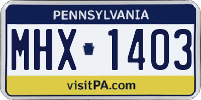 PA license plate MHX1403