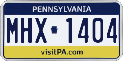 PA license plate MHX1404