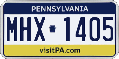 PA license plate MHX1405