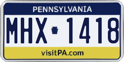 PA license plate MHX1418