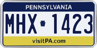 PA license plate MHX1423