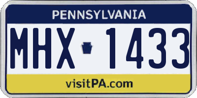 PA license plate MHX1433
