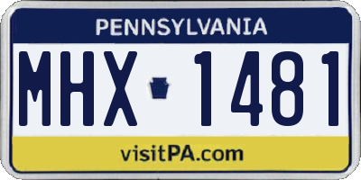 PA license plate MHX1481