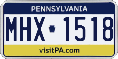 PA license plate MHX1518