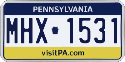 PA license plate MHX1531