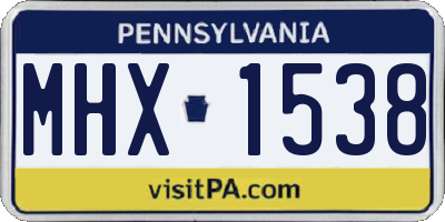 PA license plate MHX1538