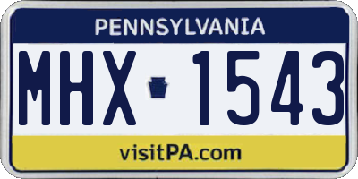 PA license plate MHX1543