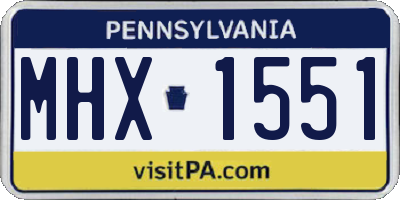 PA license plate MHX1551