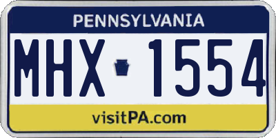 PA license plate MHX1554
