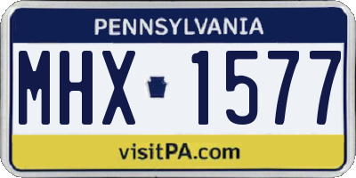 PA license plate MHX1577