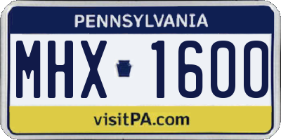PA license plate MHX1600