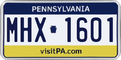 PA license plate MHX1601
