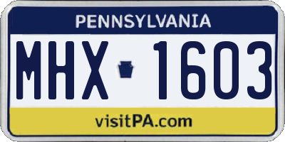 PA license plate MHX1603