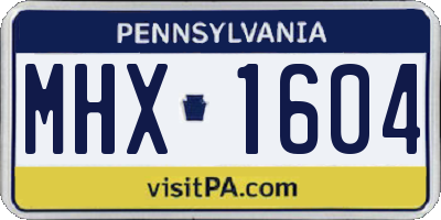 PA license plate MHX1604