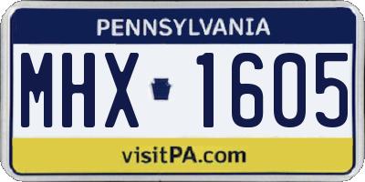 PA license plate MHX1605