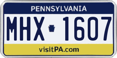 PA license plate MHX1607