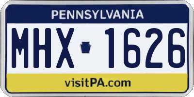 PA license plate MHX1626