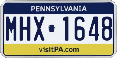 PA license plate MHX1648