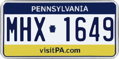 PA license plate MHX1649