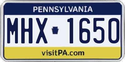 PA license plate MHX1650