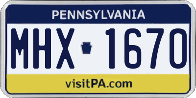 PA license plate MHX1670