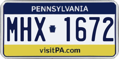 PA license plate MHX1672