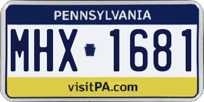 PA license plate MHX1681