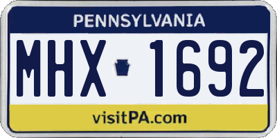 PA license plate MHX1692