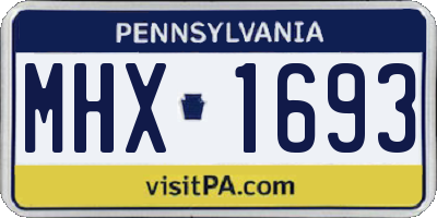 PA license plate MHX1693