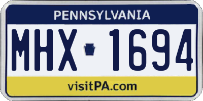 PA license plate MHX1694