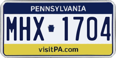 PA license plate MHX1704