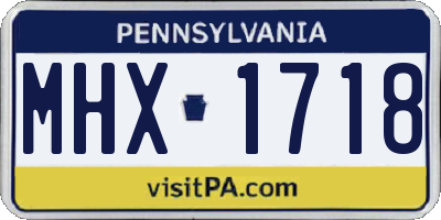 PA license plate MHX1718