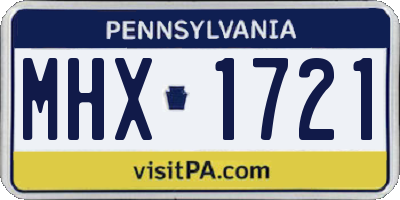PA license plate MHX1721