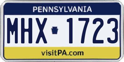 PA license plate MHX1723