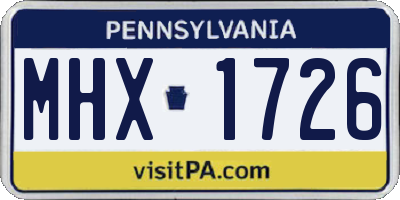 PA license plate MHX1726