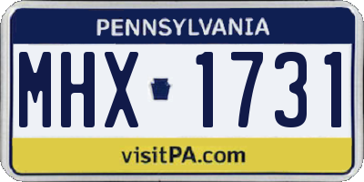 PA license plate MHX1731