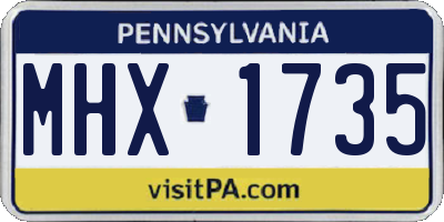 PA license plate MHX1735