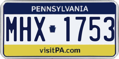 PA license plate MHX1753