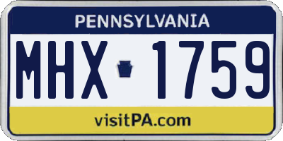 PA license plate MHX1759