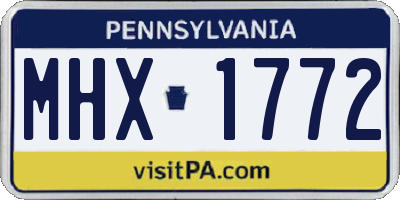 PA license plate MHX1772