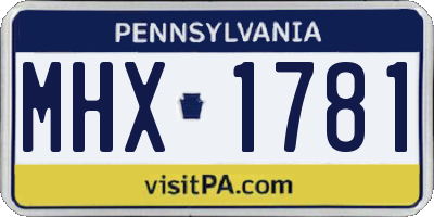 PA license plate MHX1781