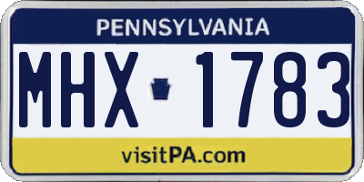 PA license plate MHX1783