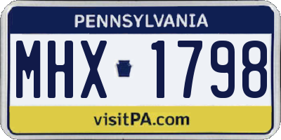 PA license plate MHX1798
