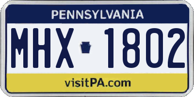 PA license plate MHX1802