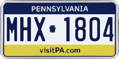 PA license plate MHX1804