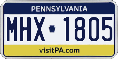 PA license plate MHX1805