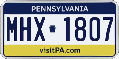 PA license plate MHX1807